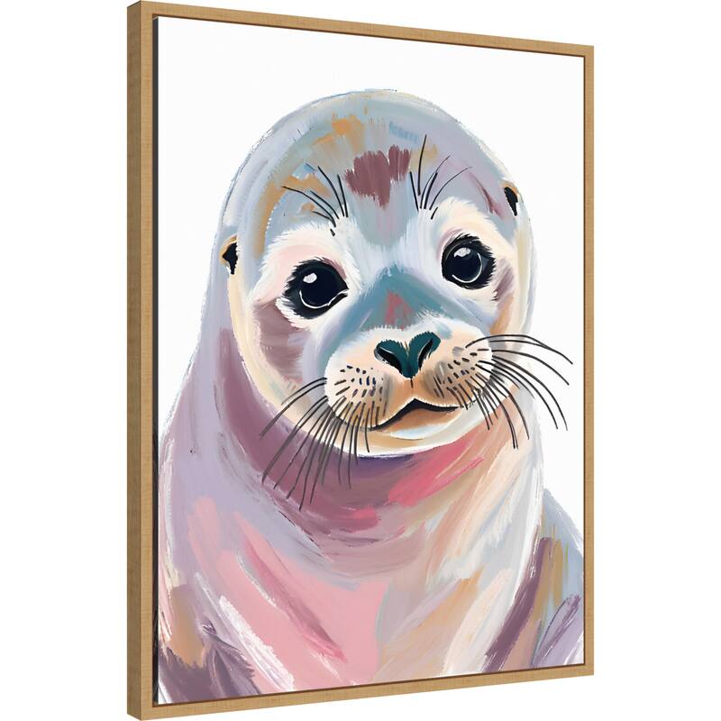 Cute Seal Pup by Ohkimiko Framed Canvas Wall Art