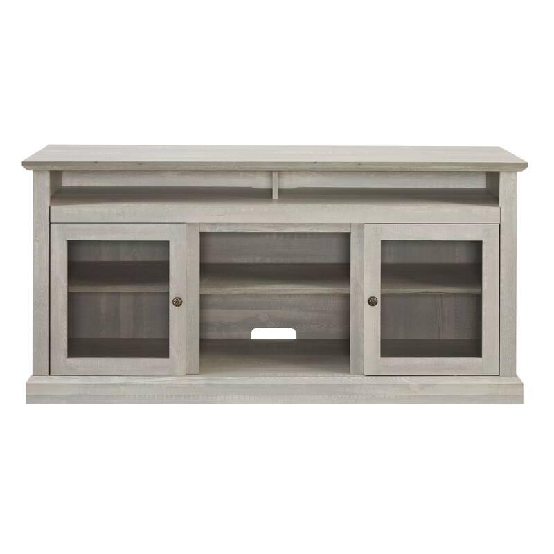 Contemporary TV Media Stand Modern Entertainment Console for TV Up to 65", Open and Closed Storage Space, Dark Walnut/Black