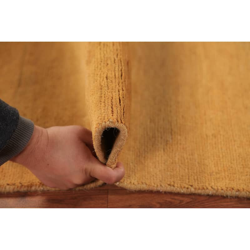 Yellow Modern Gabbeh Oriental Rug Hand-Knotted Wool Carpet - 2'7" x 6'0"
