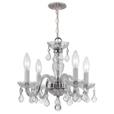 Traditional Crystal 4 Light Clear Crystal Chrome Mini Chandelier - 15'' W x 12'' H