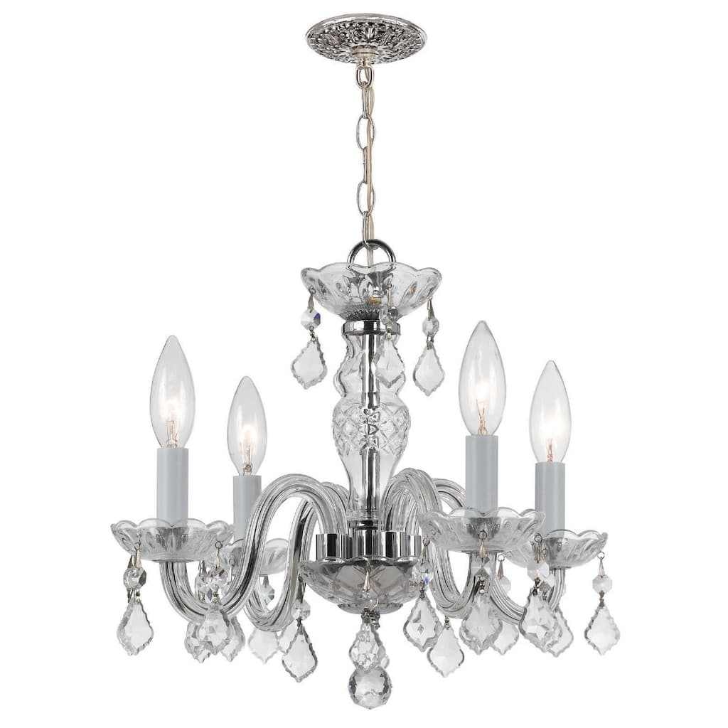 Traditional Crystal 4 Light Clear Crystal Chrome Mini Chandelier - 15'' W x 12'' H