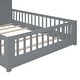 preview thumbnail 9 of 16, Full Size Kids Bed House Bed with Shelves and Sockets and USB Port, Gray