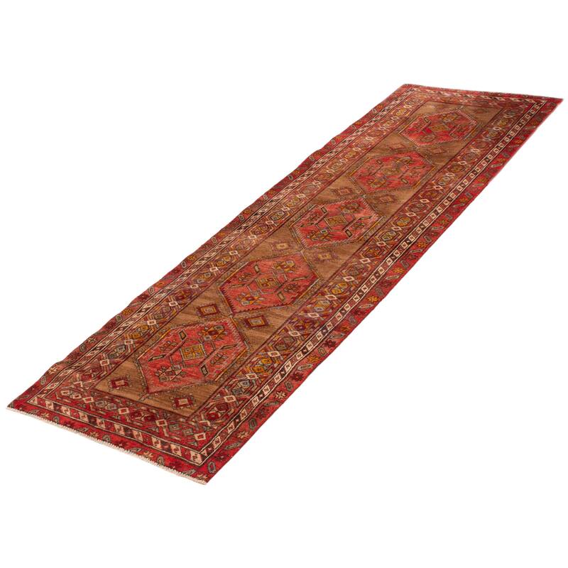 ECARPETGALLERY Hand-knotted Konya Anatolian Brown, Red Wool Rug - 3'4 x 10'7