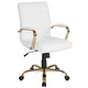 preview thumbnail 12 of 44, Mid-back LeatherSoft Executive Swivel Office Chair White LeatherSoft/Gold Frame