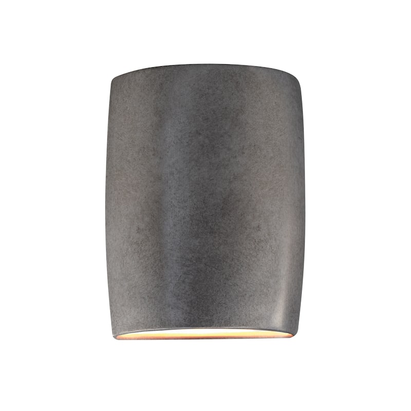Justice Design Group Ambiance ADA Outdoor Large Ceramic Wide Cylinder Wall Sconce with Open Top & Bottom - Antique Silver