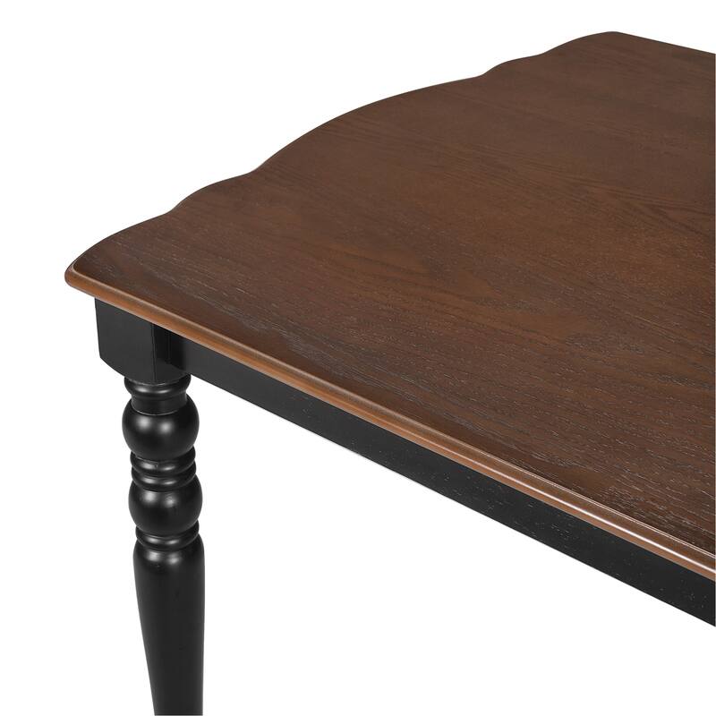 Roomfitters 7-Piece Extendable Dining Table Set, 60-78 Inch Farmhouse Wood Table with Leaf & 6 Upholstered Chairs