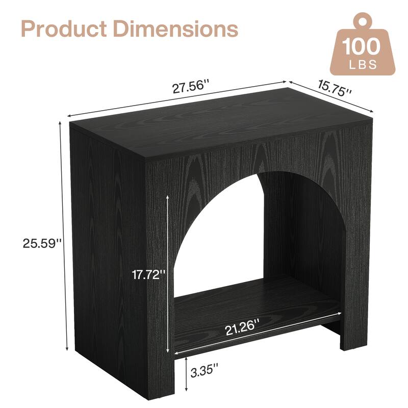 Nightstand, 2 Tiers Side Table with Storage Shelf, Farmhouse Bedside Table End Table for Bedroom