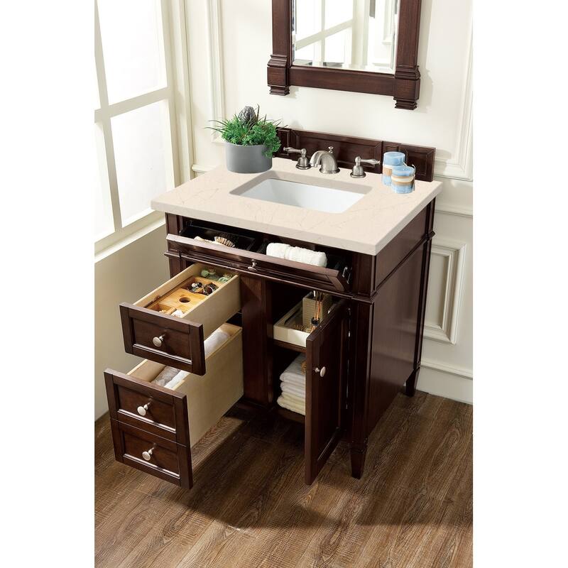 James Martin Vanities Brittany 30" Single Vanity, Burnished Mahogany - 30 x 23.50 x 34