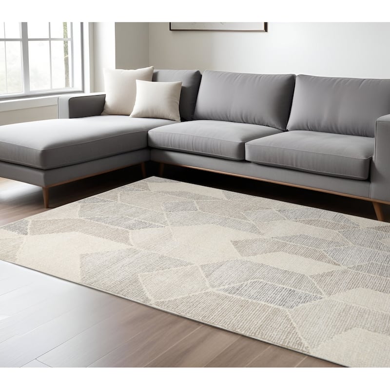 HomeRoots Geometric Modern Rectangle Area Rug - 120 in. x 96 in. x 0.98 in. - 120 in. x 96 in.  x 0.98 in.
