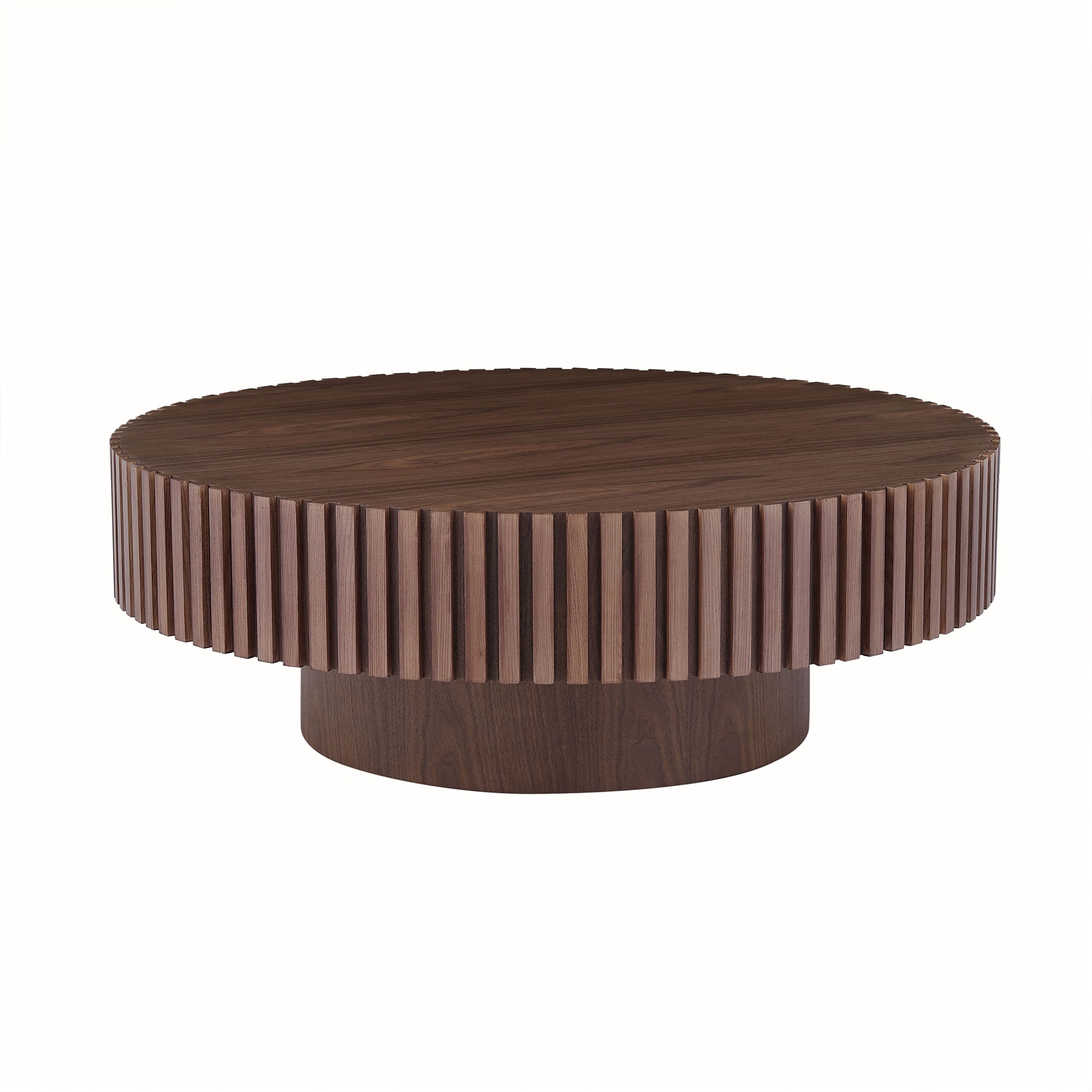35.43" Round Coffee Table, Small Coffee Table for Apartment, Modern Living Room Coffee Table with Sturdy Pedestal