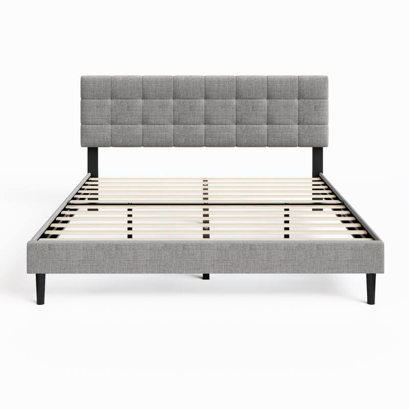 Alazyhome Square Tufted Upholstered Platform Bed Frame
