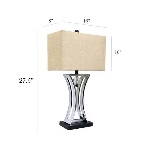 Copper Grove Lenzerhorn Brushed Chrome Hourglass Shape Table Lamp