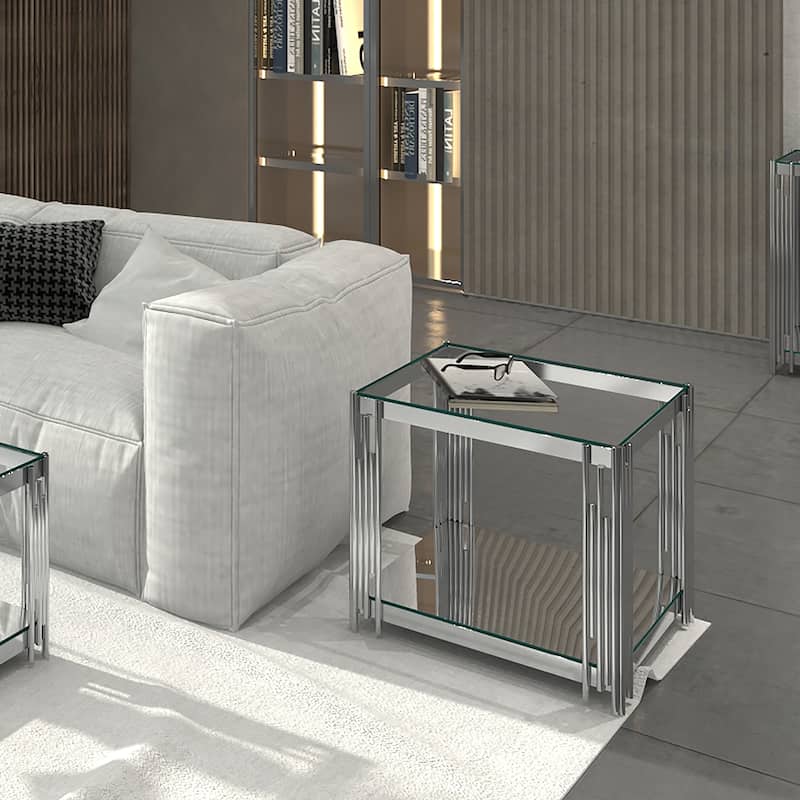 Contemporary Metal and Glass Large Accent Table