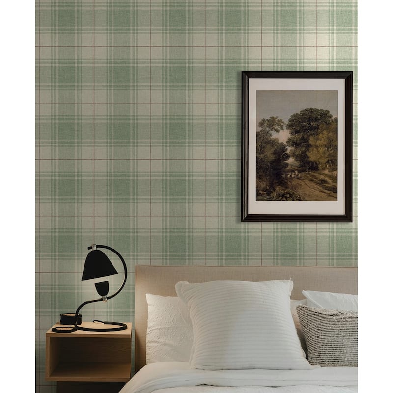 NextWall Linen Cut Plaid Peel and Stick Wallpaper - 20.5 in. W x 18 ft. L