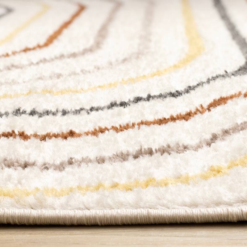 Cream Grey Multi-Colored Double Archway Area Rug