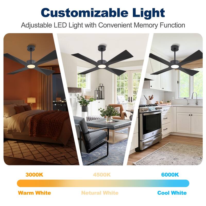 MLiAN 54 In. 4 -ABS Blades Wet Rated Outdoor Ceiling Fan with Remote