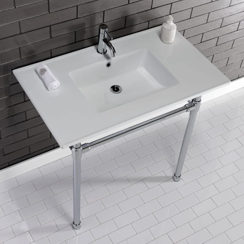Kingston Brass Edwardian 37" Console Sink with Brass Legs
