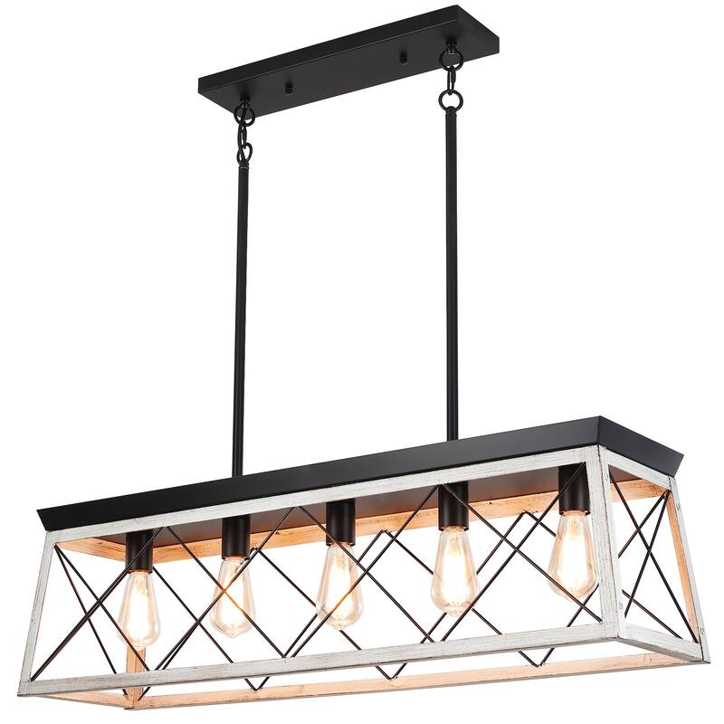 5-Light Vintage Industrial Chandelier for Kitchen Island Dining Room Living Room
