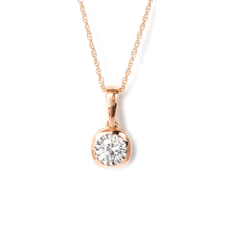 10K Gold 1/6ct TDW Diamond Solitaire Pendant Necklace for Women