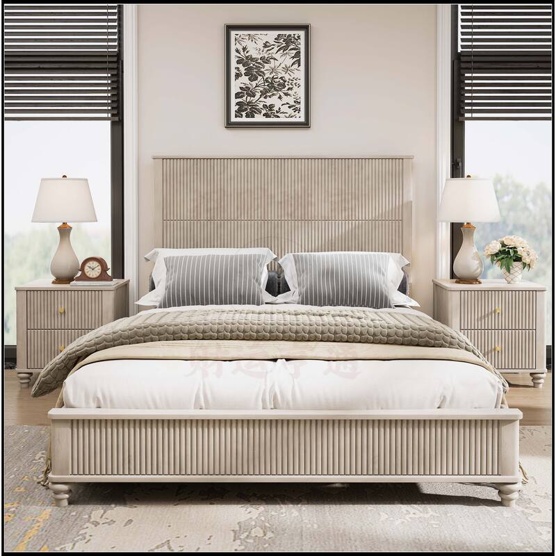 Queen Platform Bed Frame with Tall Headboard