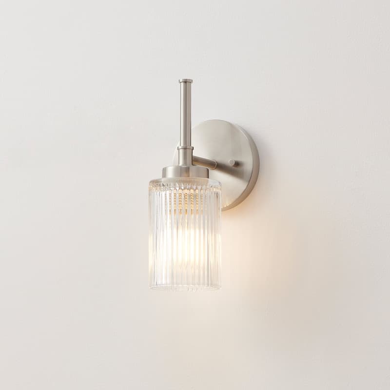 KAWOTI 1- Light Ribbed Glass Wall Sconce (W5" * H11.5" * D6")