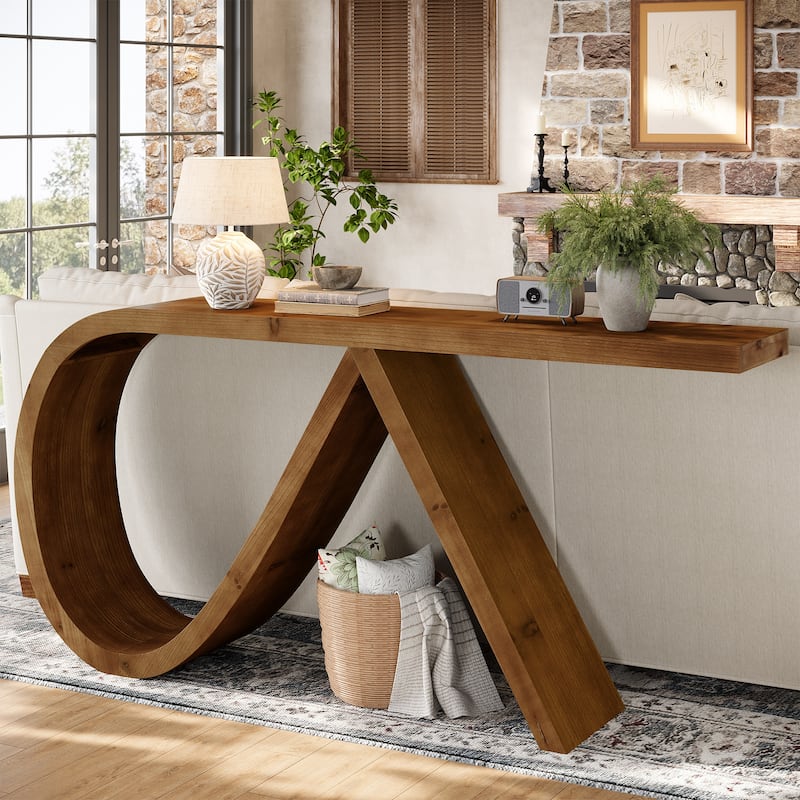 57" Solid Wood Console Table for Entryway, Living Room, Narrow Long Sofa Table - 57.08" L x 11.81" W x 31.5" H