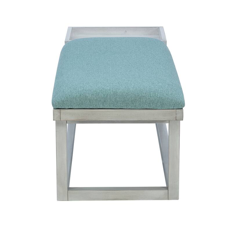 Aliza Upholstered Solid Wood Bench with Tray