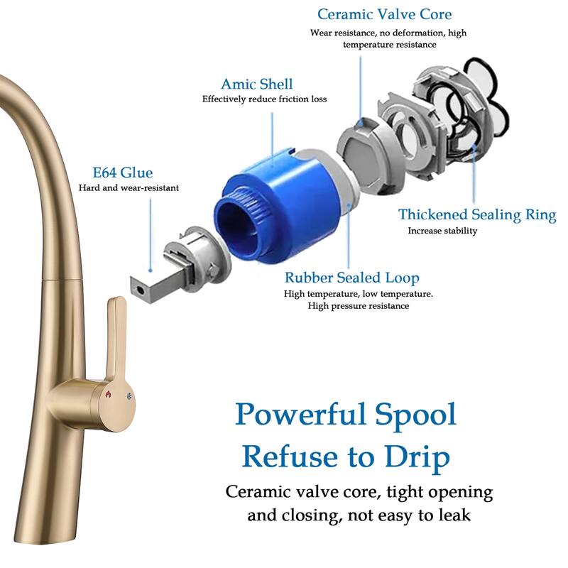 Topcraft Stainless Steel Single Handle Pull-Out Kitchen Faucet