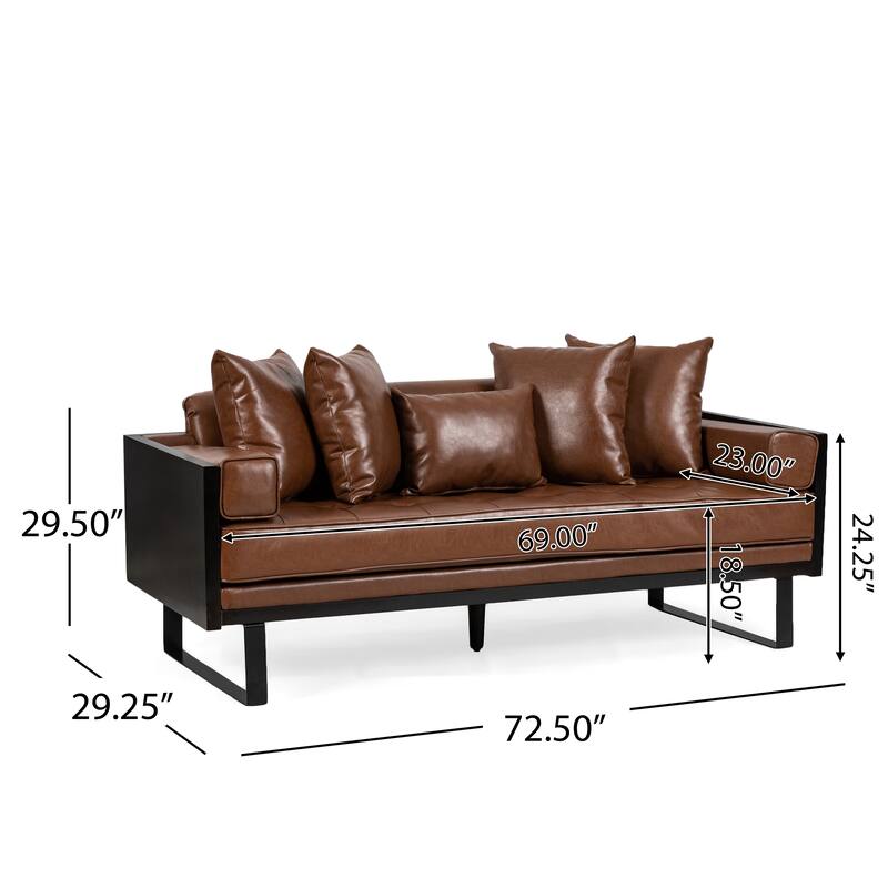 Contemporary Oversize PU Upholstered Loveseat with Pillows