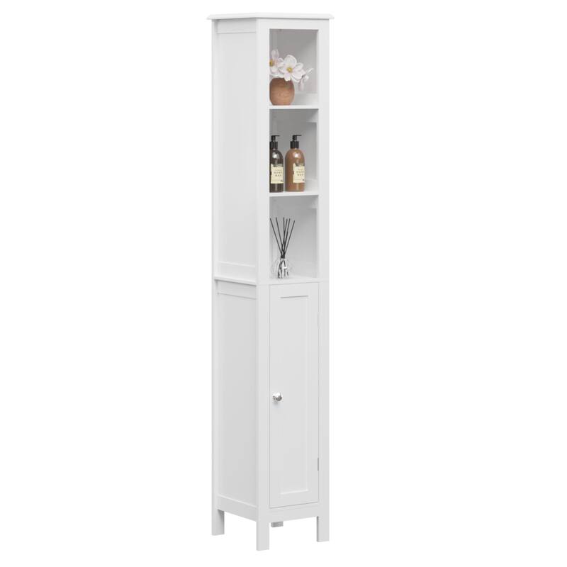 Anmytek 66.92 Tall Slim 1 Door Freestanding Storage Cabinet - Adjustable Shelves Anti Tip Open Compartments