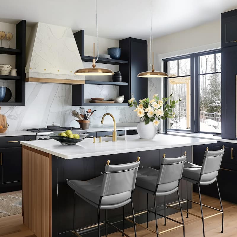 Modern Glam 1-Light Metal Gold LED Pendant Light Kitchen Island Lights for Dining Room - 10" D x 8" H
