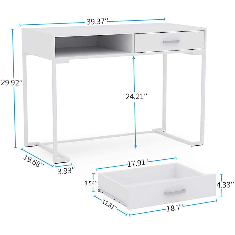 Computer Writing Study Desk with 2 Drawers