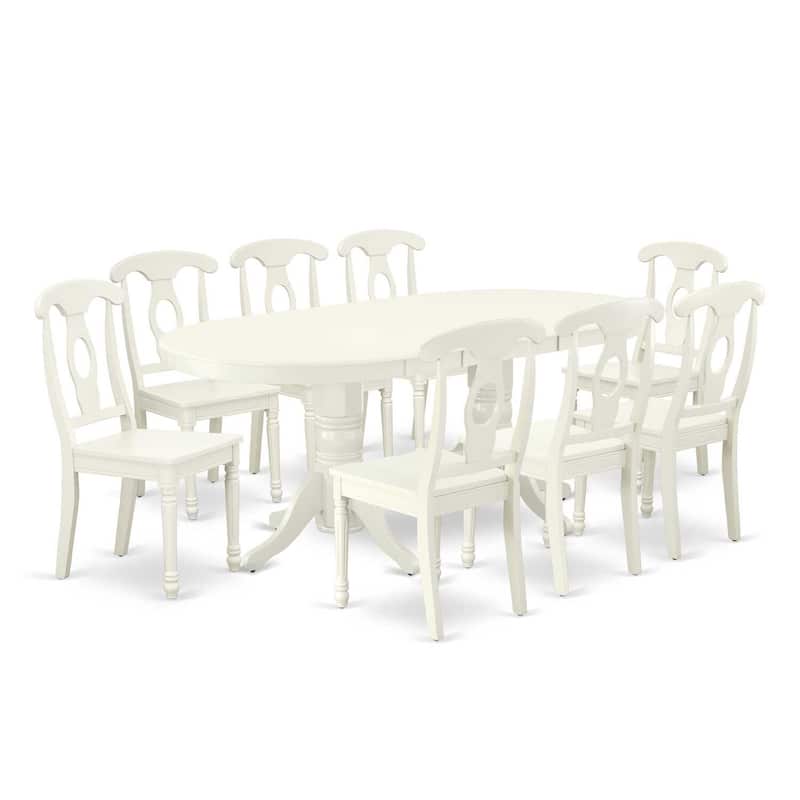 8-Piece Dining Set - Neo-Classical Dining Table with Leaf & Kitchen Chairs