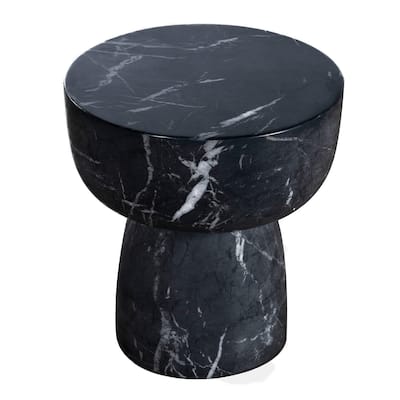 Bristol Round End Table, Black Marble