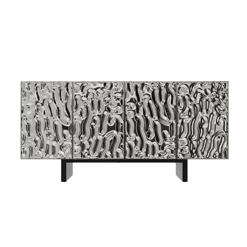 Clihome Furniture Silver Wood 4-Door Accent Cabinet