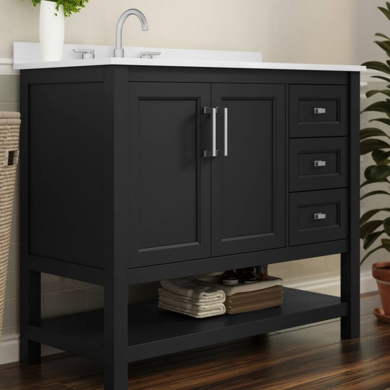 Bathroom Vanity with Sink, Open Storage, and Storage Drawers