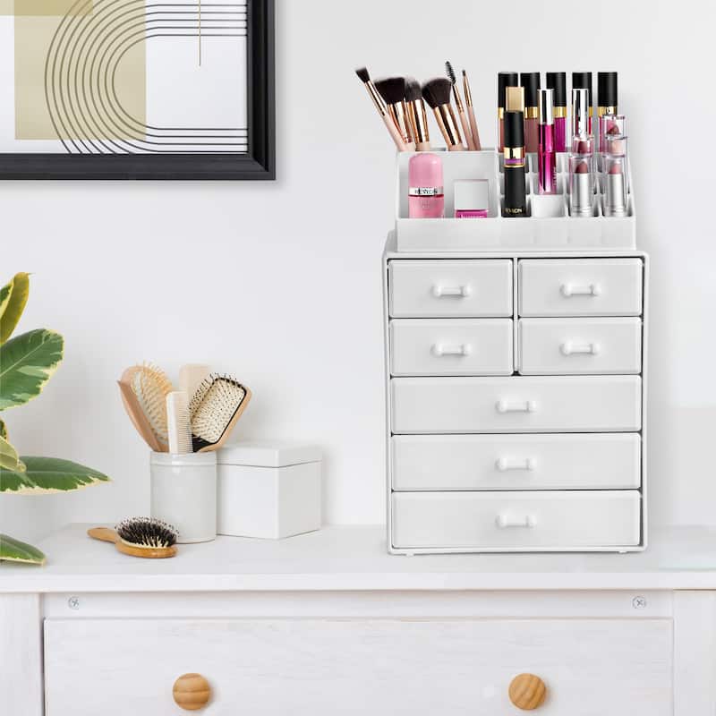 Sorbus Makeup Organizer with Brush Holder and Cosmetic Storage Drawers - 9.25" L x 6.25" W x 14.25" H