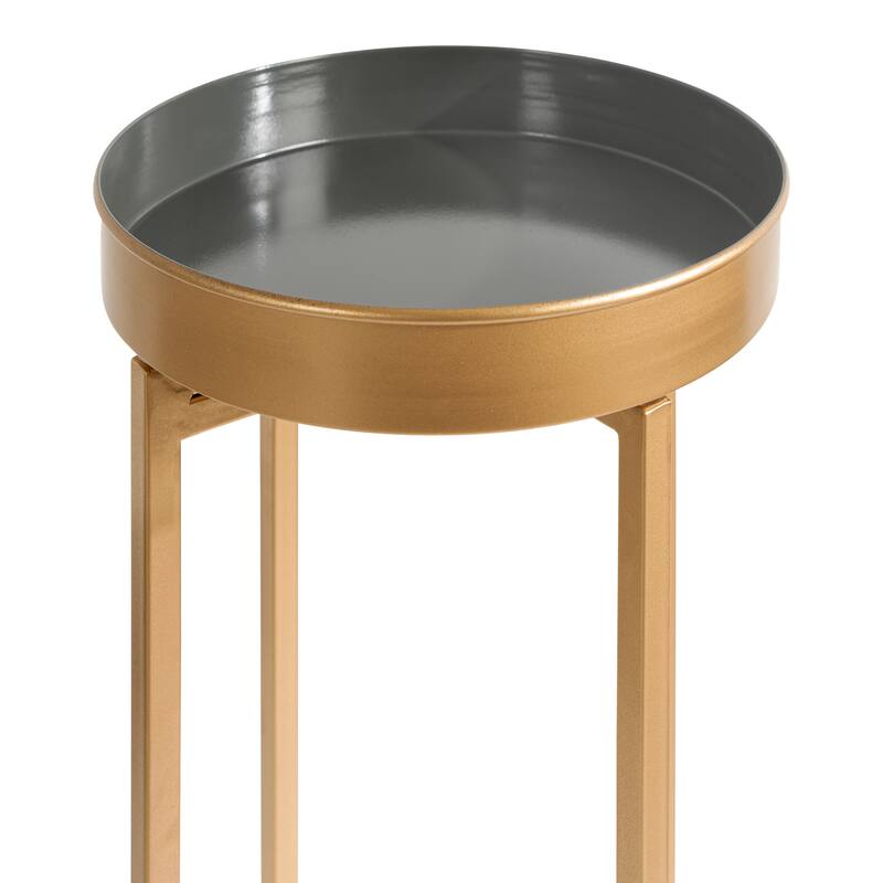 Kate and Laurel Celia Round Metal Foldable Tray Table Set