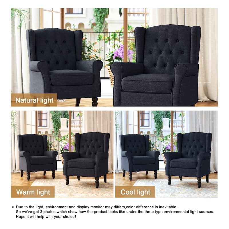 Button Tufted Wingback Upholstered Accent Chairs Set of 2
