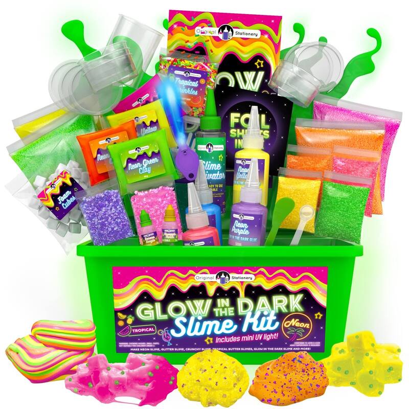 Original Stationery Tropical Glow in The Dark Slime Kit to Make Neon Slime, Ideal Holiday Gift