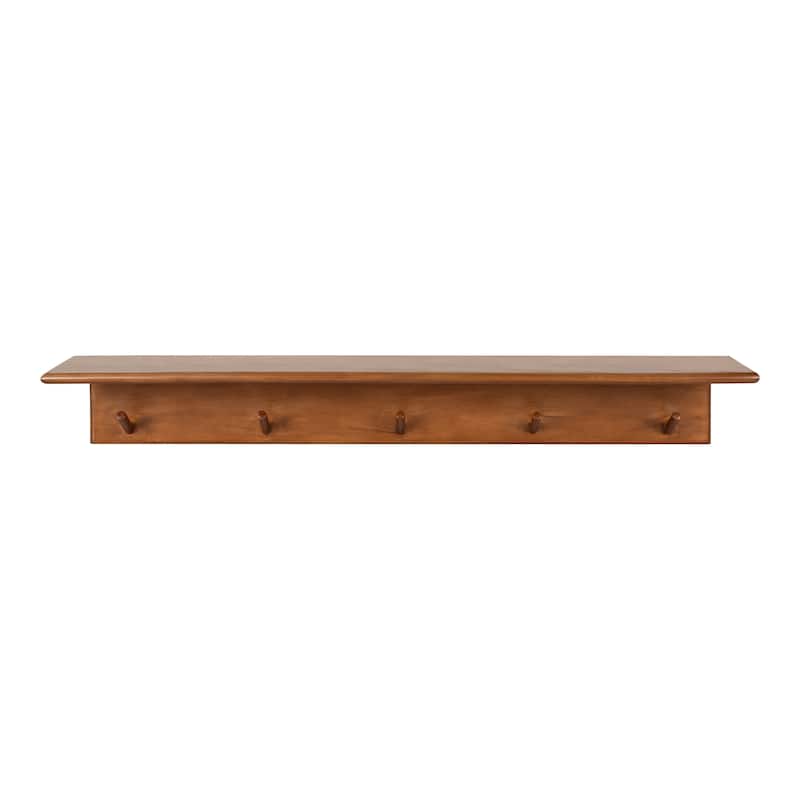 Kate and Laurel Alta Floating Wood Shelf with 5 Posts