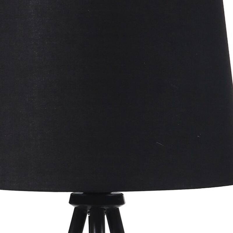 20" Modern Gold Tripod Table Lamp with Black Cotton-Linen Empire Shade - 9.25" x 9.25" x 20"
