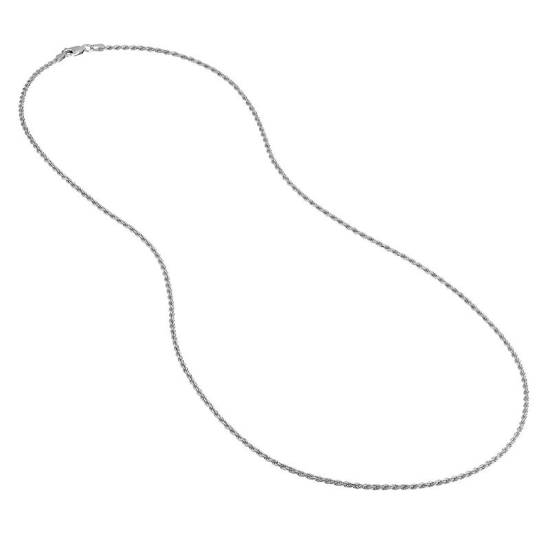 Curata 925 Sterling Silver Rhodium 2mm Diamond Cut Rope Chain Necklace