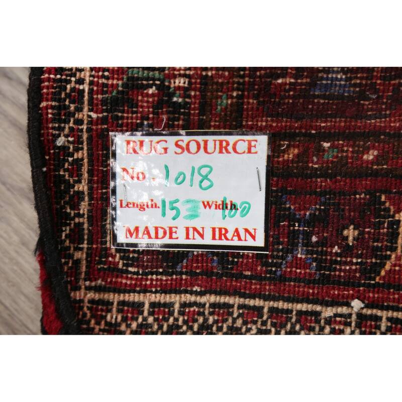 Geometric Balouch Persian Wool Area Rug Hand-knotted Foyer Carpet - 3'3" x 4'11"