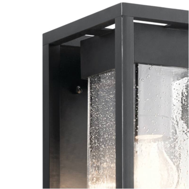 Kichler Mercer 16 inch 1 Light Outdoor Wall Light with Clear Seeded Glass in Black Finish