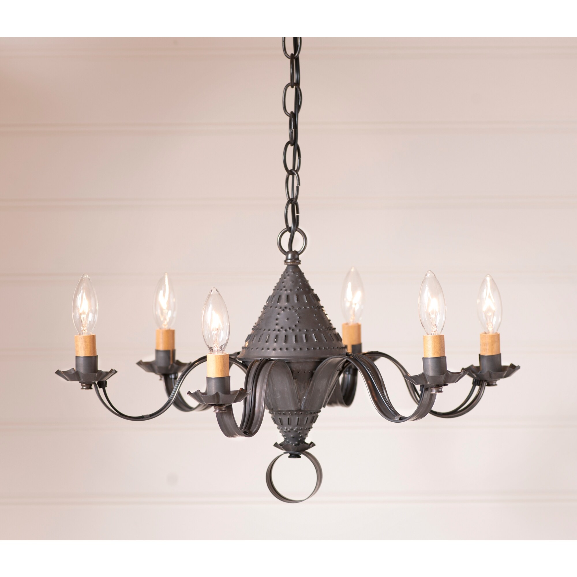 Irvin's Country Tinware Small Concord Chandelier in Blackened Tin - 12.5 X 21 X 21 inches - Chandeliers For Bedrooms by Overstock.com
