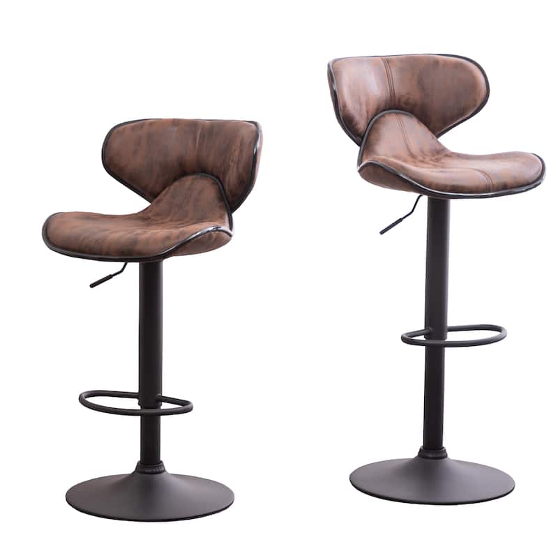 Swivel Bar Stools Counter Height Stools with Leather-Look Upholstery & Height Adjustable Dining Stools Set of 2聽