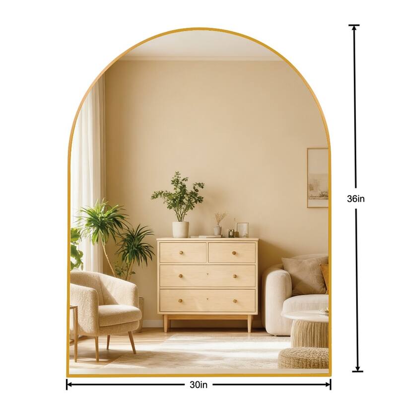 GDFStudio - Nordvale Modern Arched Bathroom Vanity Decorative Mirror with Easy Wall Mounting & Metal Frame