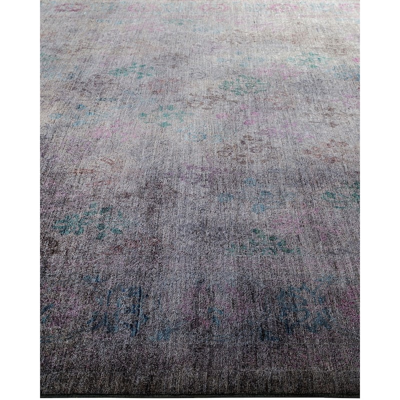 Overton Hand Knotted Wool Vintage Inspired Modern Contemporary Overdyed Gray Area Rug - 9' 1" x 11' 9"