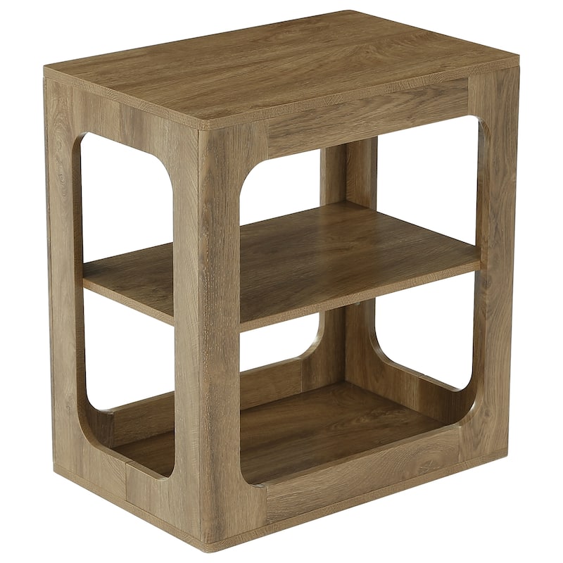 23.6" End Table with Storage Shelves, 3-Tier Side Table for Living Room